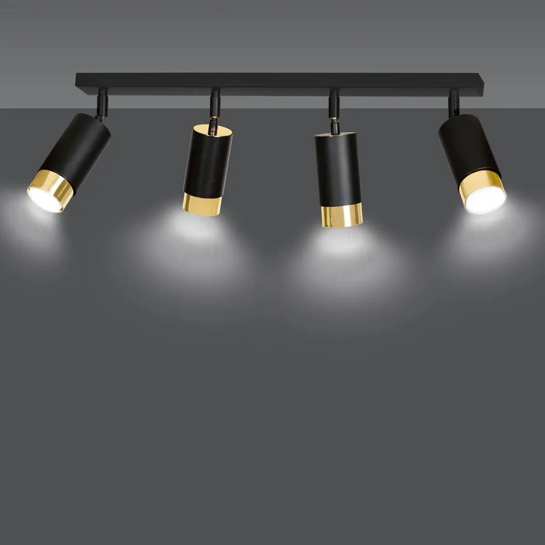Lampa sufitowa HIRO 4 czarny złoty — zdjęcie 3