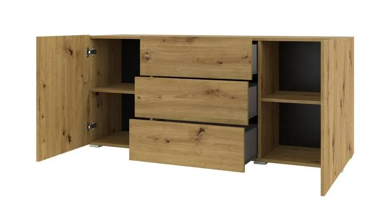 Komoda 2-drzwiowa z szufladami AVA stojąca/wisząca 140 cm dąb artisan