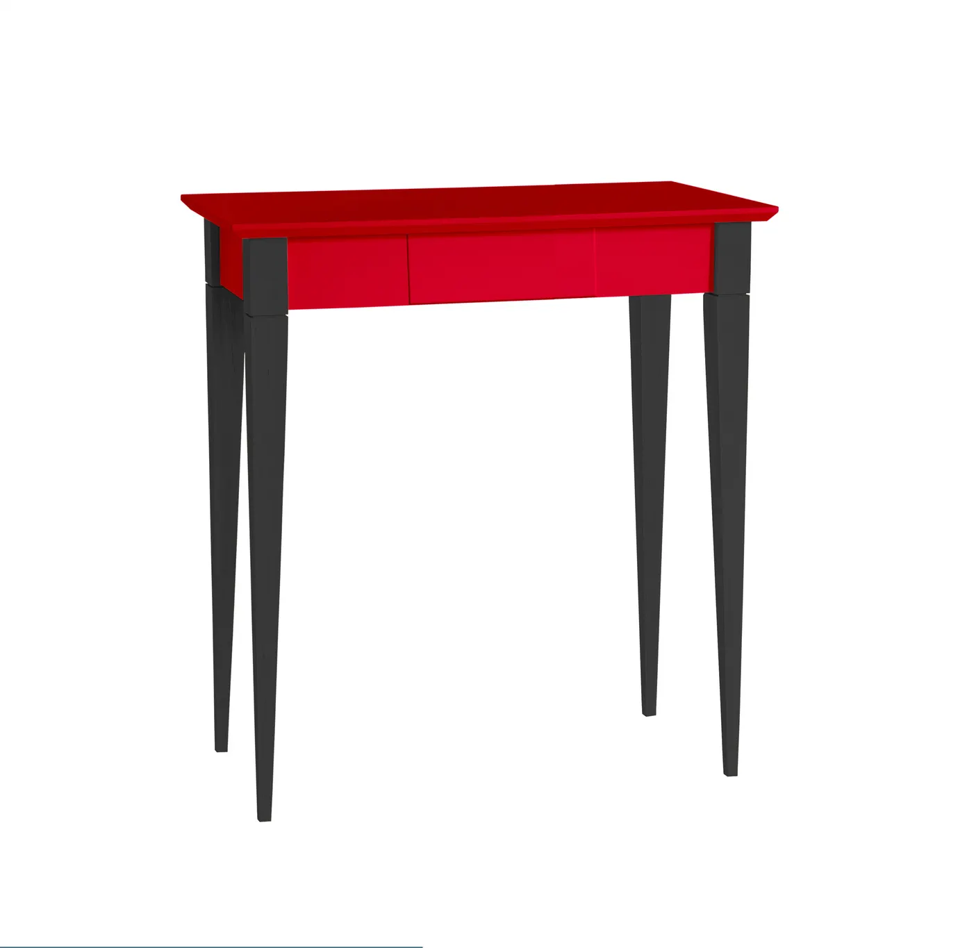 Biurko z szufladą MIMO 65x40 czerwony blat/czarne drewniane nogi Meble, Tabela, Biurko, Stół do jadalni