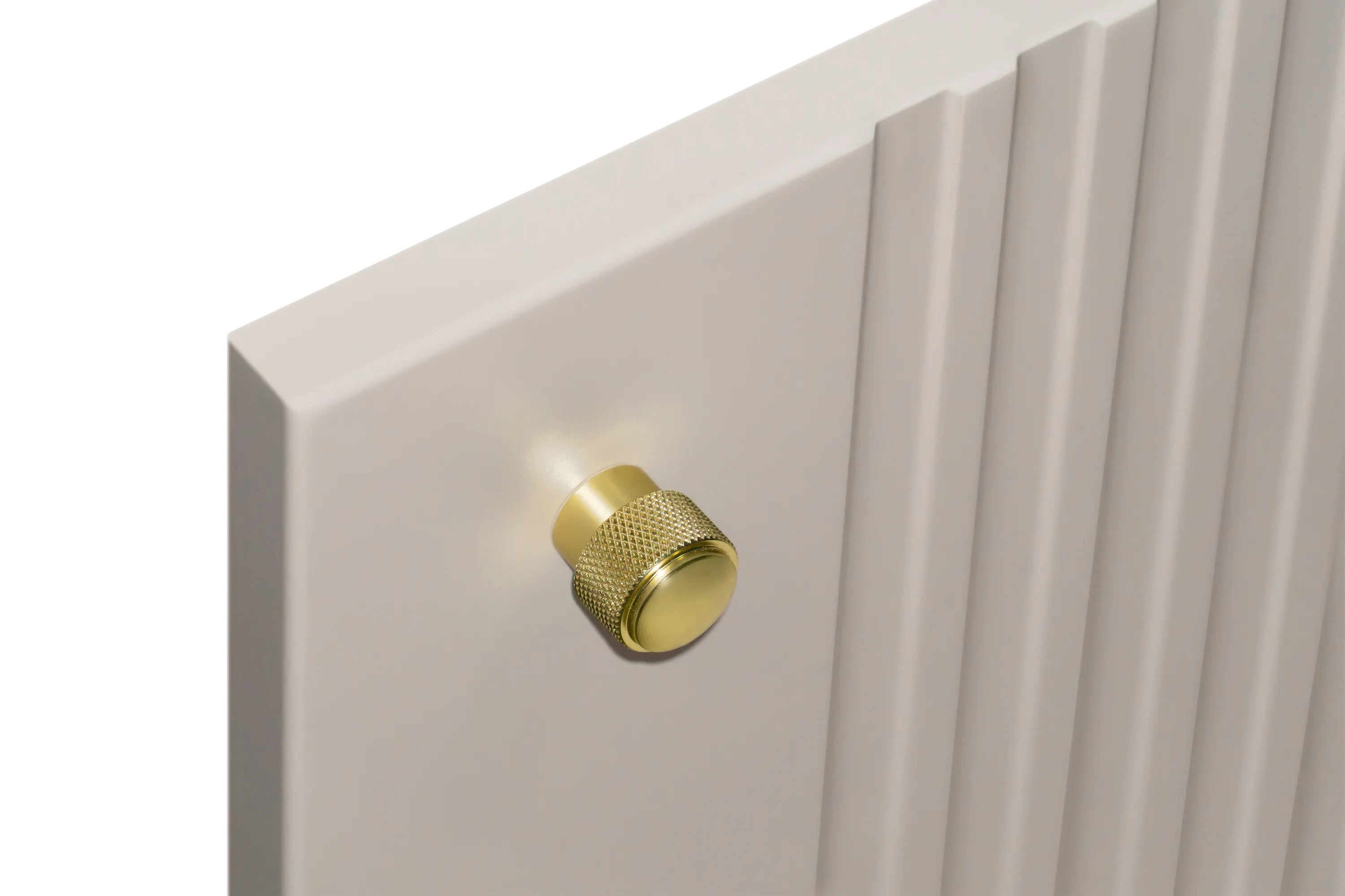 Komoda 2-drzwiowa z 3 szufladami VESPER 160 ryflowany front cashmere orzech złote nogi - B_163603