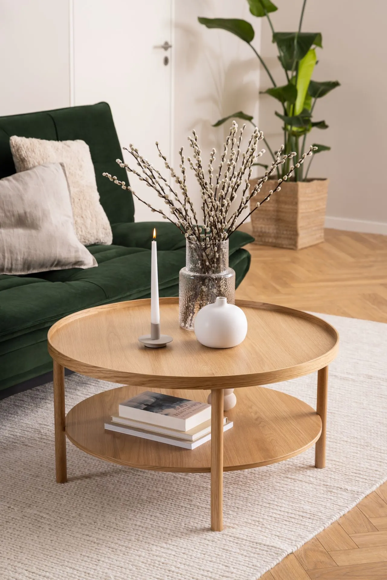 Stolik kawowy okrągły z półką BANBURY 80x42 Naturalny - 0000101468