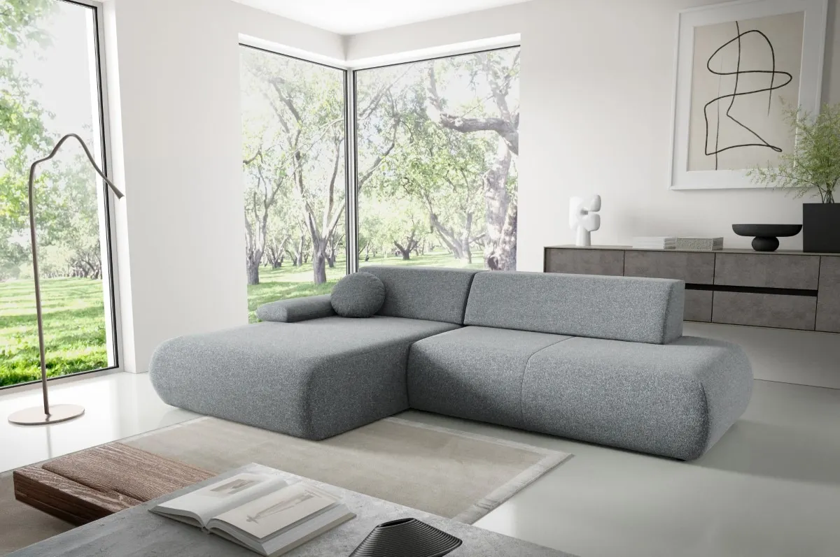 Narożnik rozkładany z pojemnikiem PUENTE 286 cm lewostronny popielaty - PUENTE_NAR_PUENTE94_L