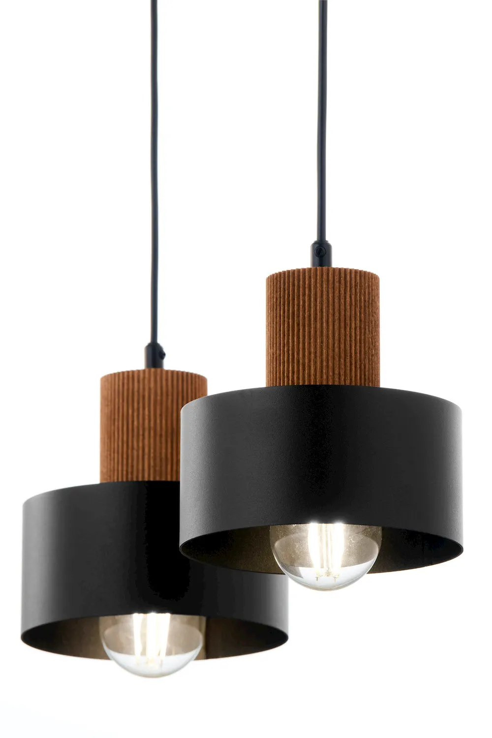 lampa wisząca, pendant lamp, czarna misa, metalowy klosz, drewniany element