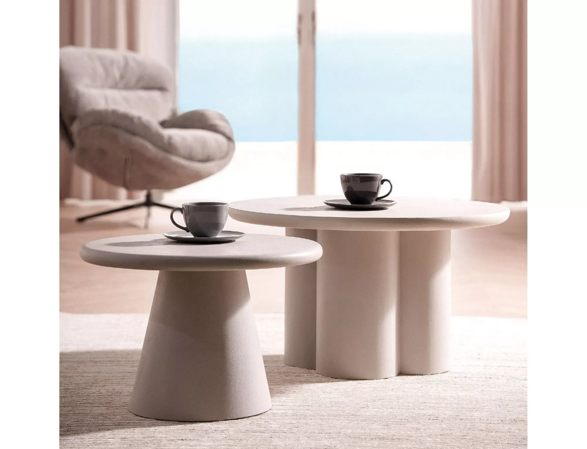 Stolik kawowy AURORA okrągły 60 cm jasnoszary - AURORAJSZ