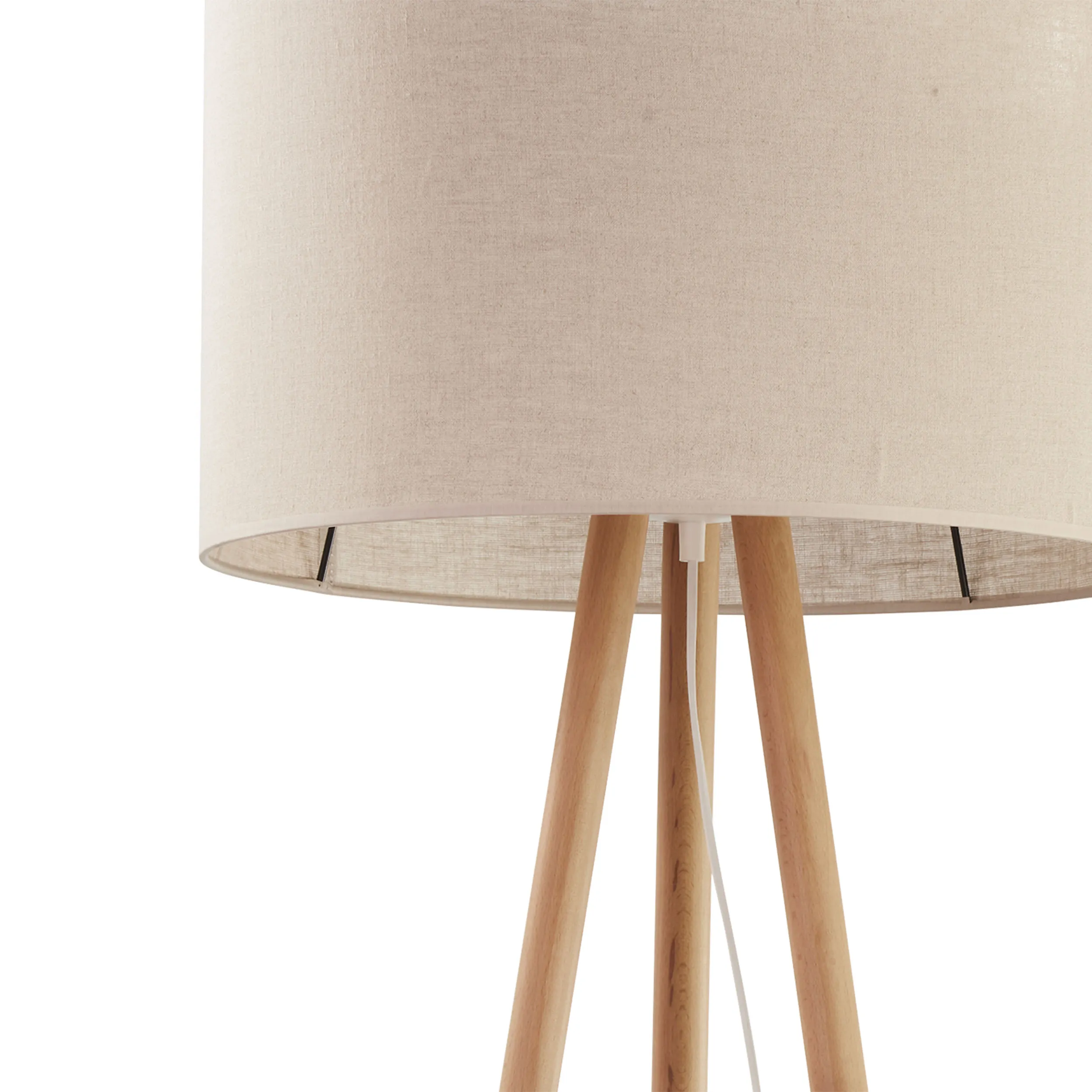 Lampa podłogowa TOKYO sosnowe nogi z brązowym okrągłym abażurem 148x50cm - TK_5288