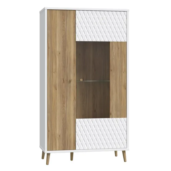 Witryna AKSANA P niska 2-drzwiowa - dąb mauvella, biały