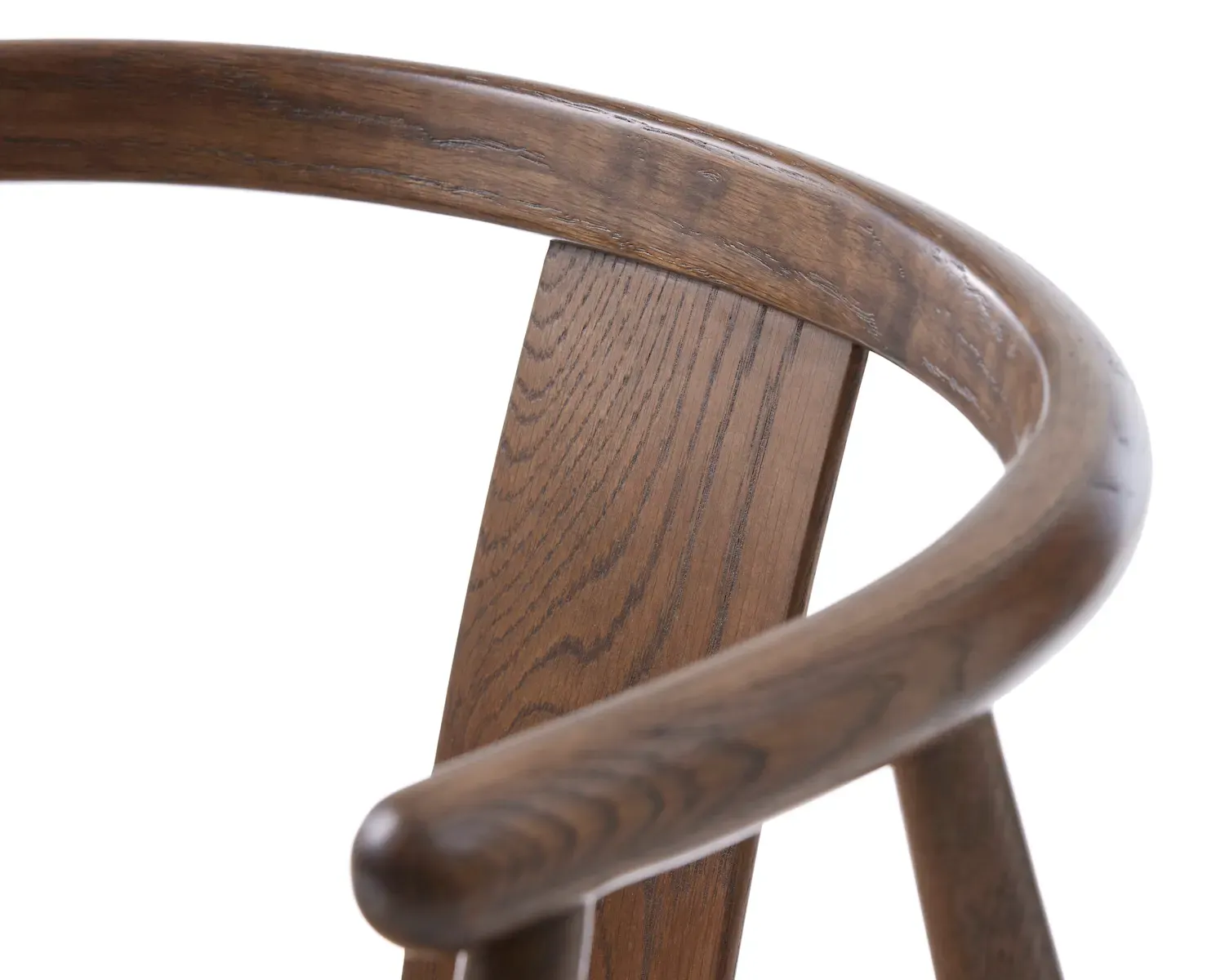 Krzesło drewniane okrągłe RELATE z podłokietnikami dąb wędzony/beżowy - UN_49560082