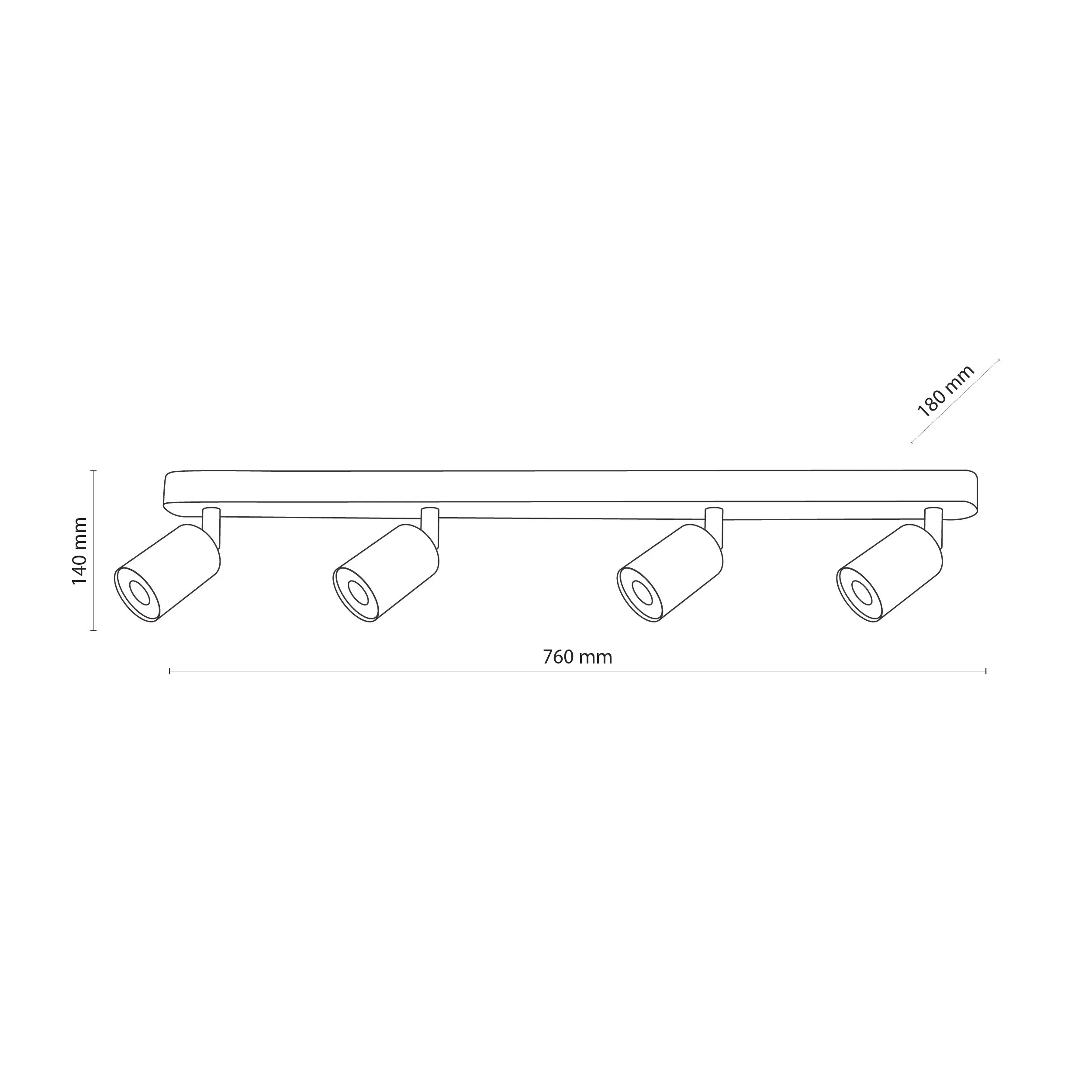 Lampa sufitowa TOP biała z chromowanymi elementami na drewnianej listwie regulowana 76x18x16cm - TK_3297