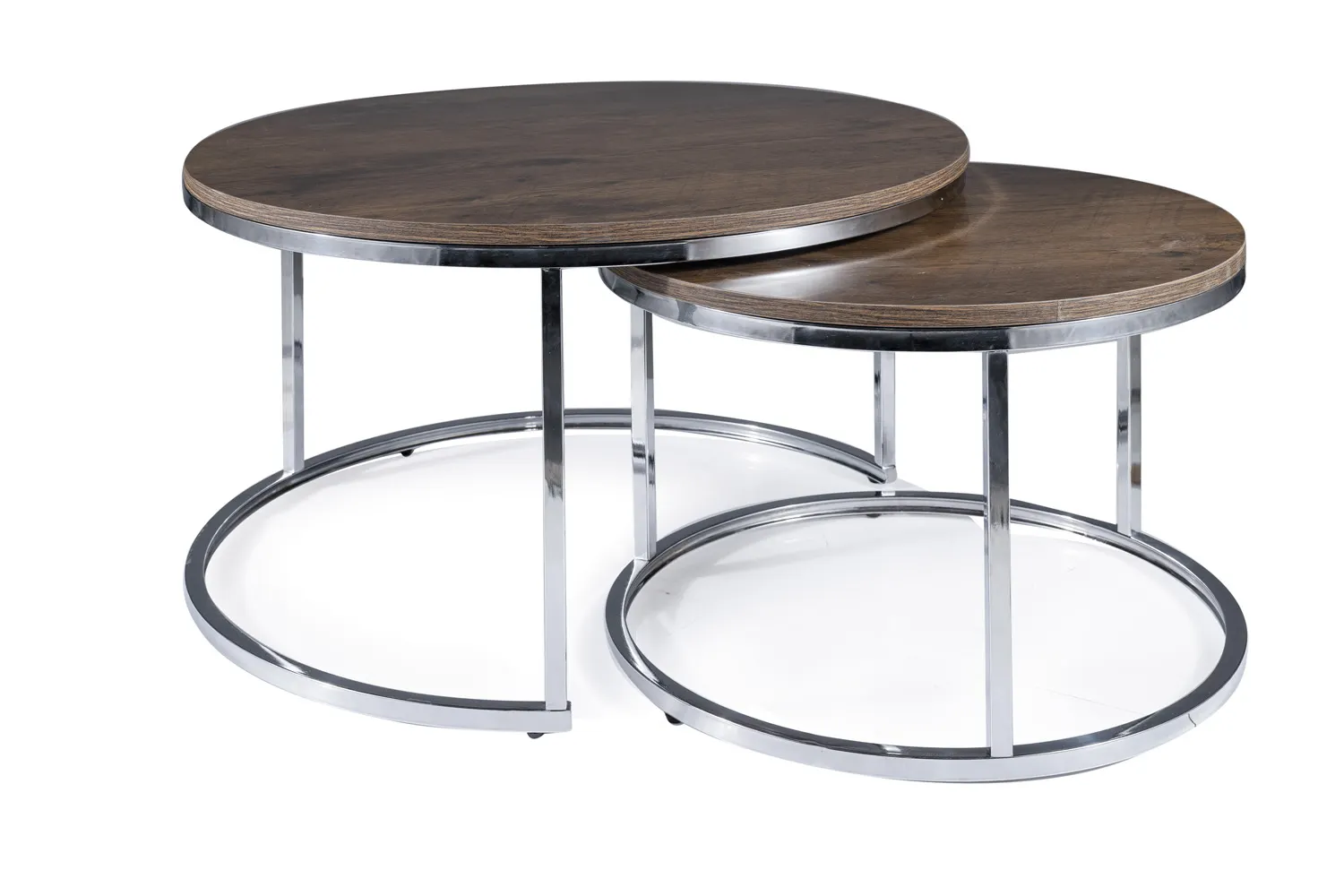 ŁAWA ATLANTA III ORZECH / CHROM FI80X45 FI60x40 (zestaw) SIGNAL Stolik kawowy, Meble, Tabela, Stół do jadalni