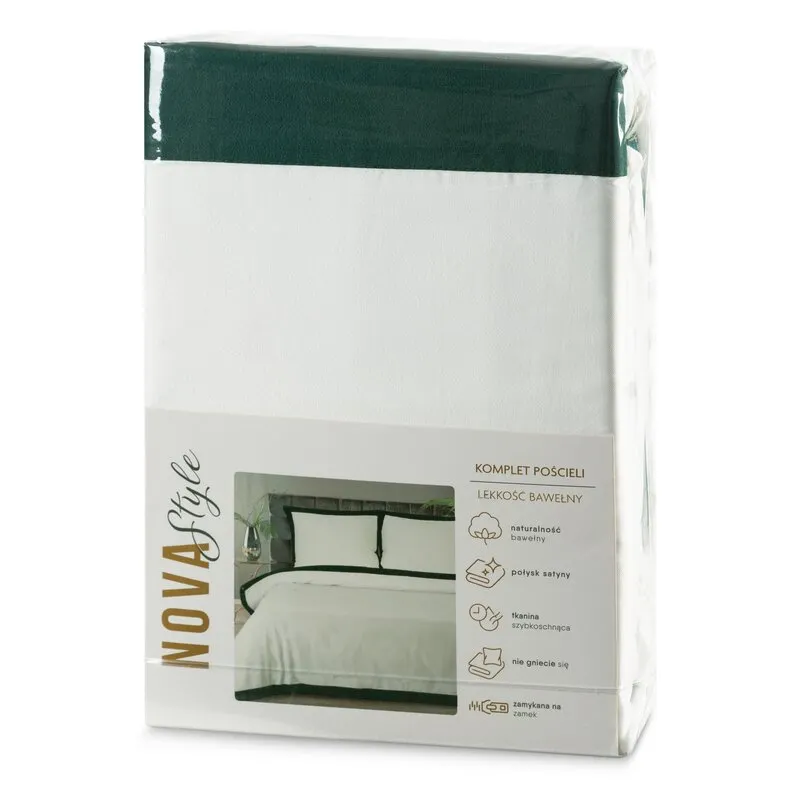 KOMPLET POŚCIELI LAURA 220 X 200 CM BIAŁY ZIELONY - EU_436159