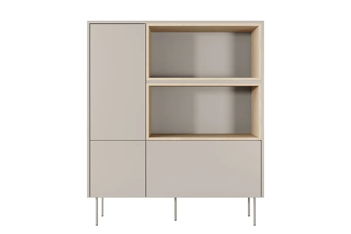 Komoda wysoka DESIN 120 z szufladą - kremowy - dąb nagano - B_148962