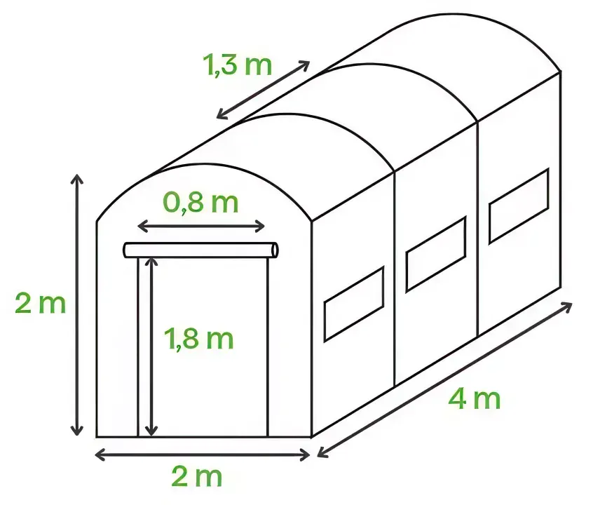 Tunel foliowy CULTIVO 2x4x2m (8m2) 3 sekcje zielony — zdjęcie 13