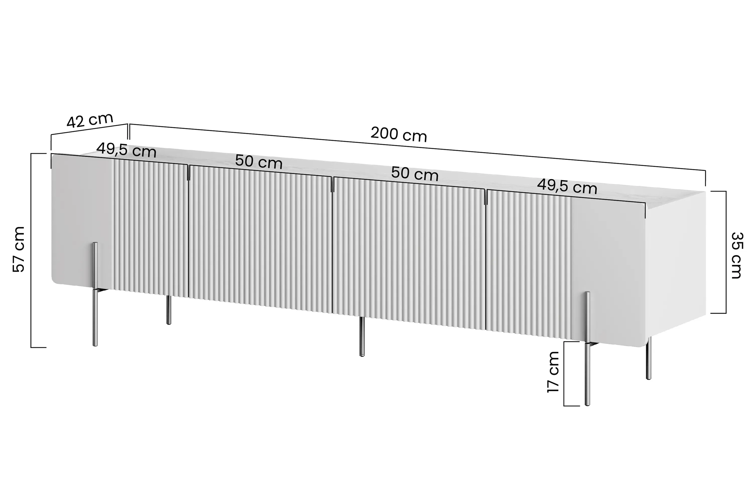 Szafka RTV 2-drzwiowa z 2 szufladami MALMI 200cm - kaszmirowa - czarne nogi — zdjęcie 9