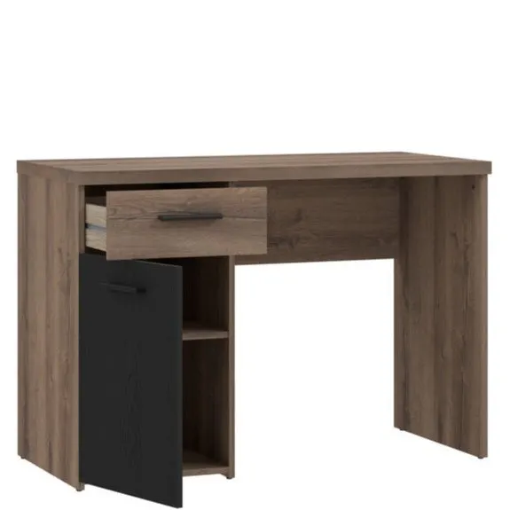 Biurko TOKIO z szafką i szufladą - dąb, czarny - TOKB211-N09