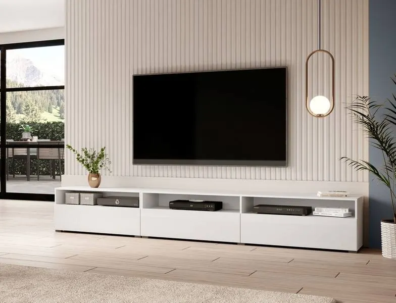 Szafka RTV BAROS 40 stojąca wisząca biała 270x41x40 - 2497BM40