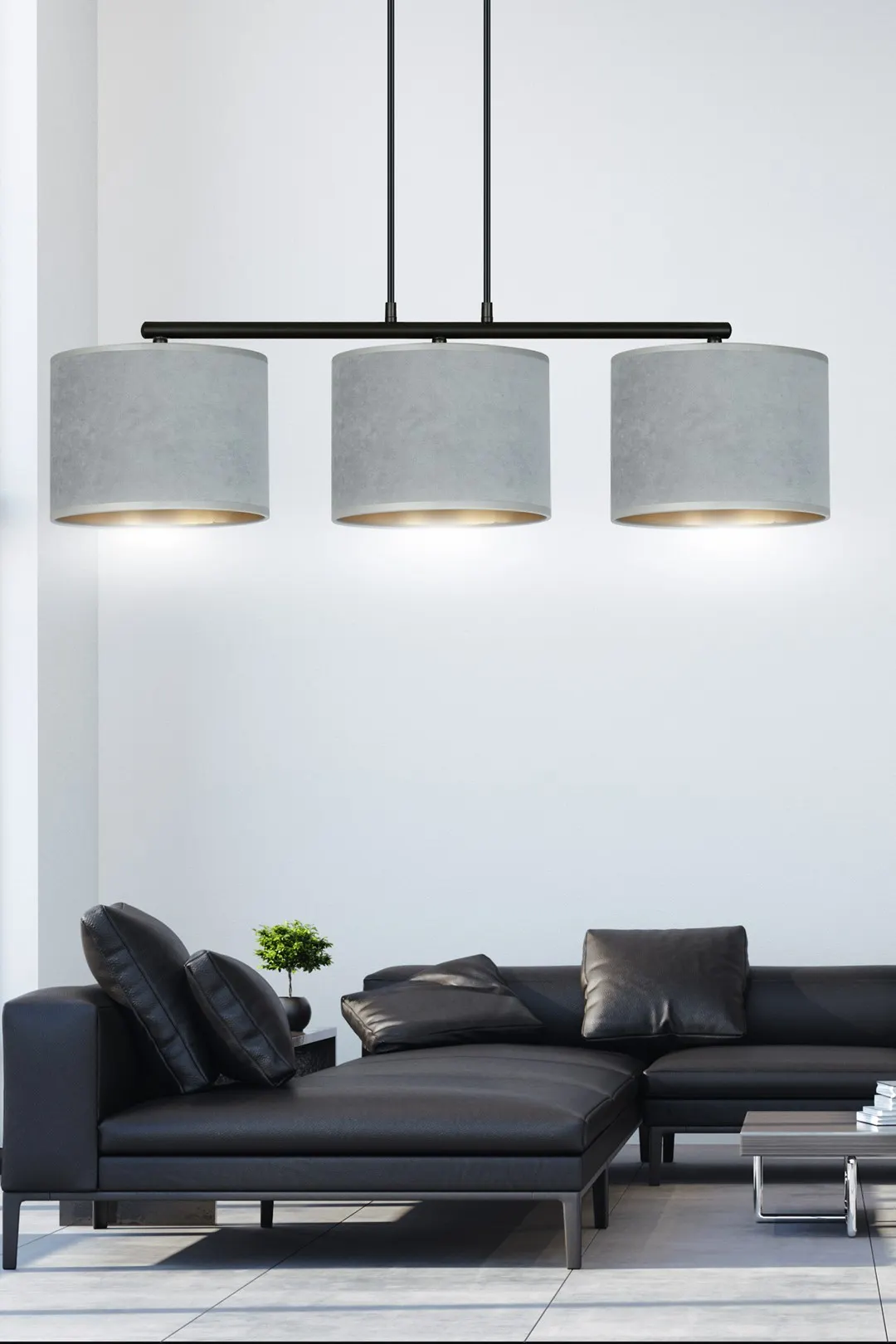 Lampa wisząca HILDE 3 czarny szary — zdjęcie 8