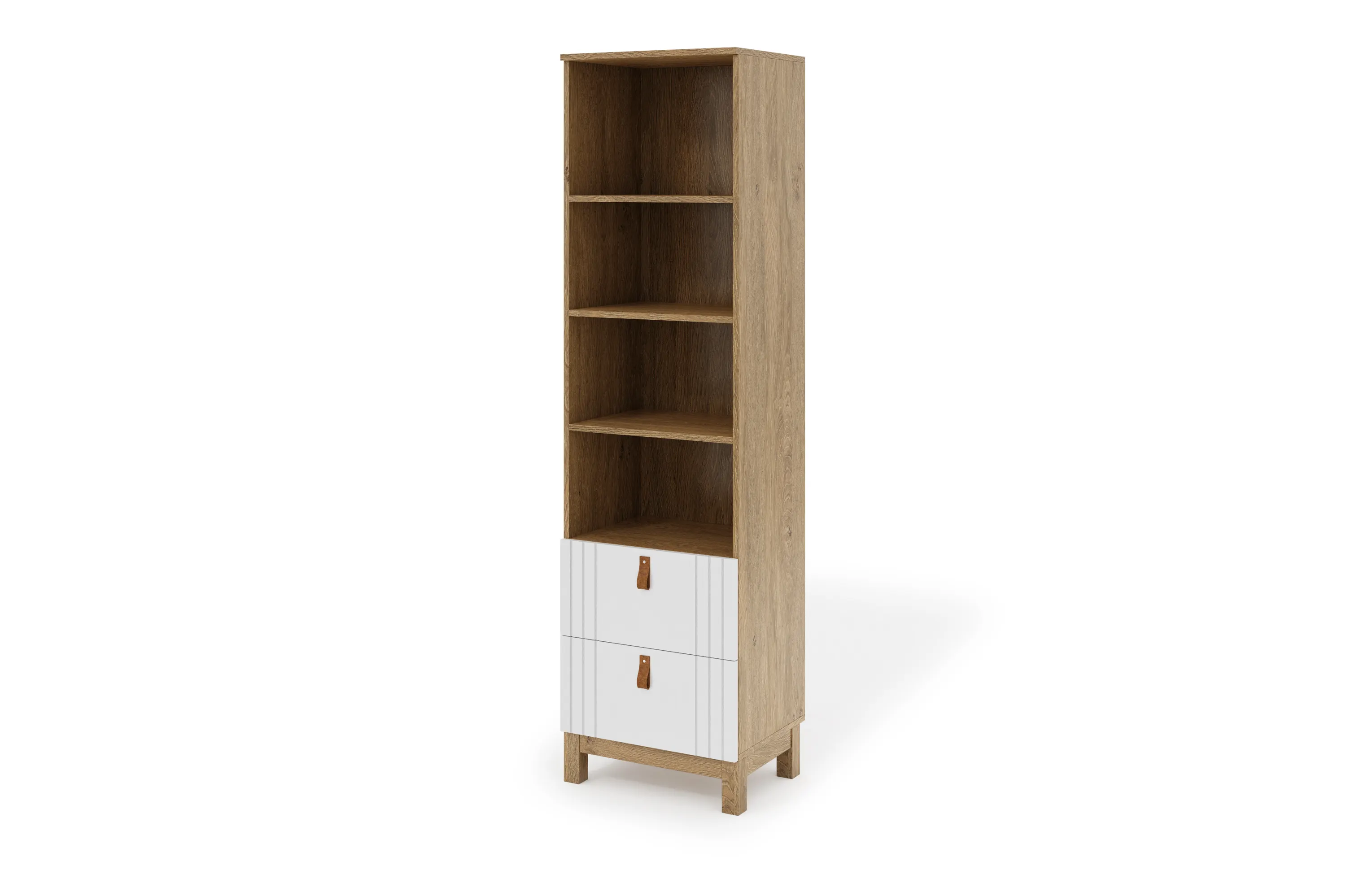 Regał z szufladami MODERN 50x184 biały/dąb kamienny Regał z szufladami MODERN 50x184 biały/dąb kamienny