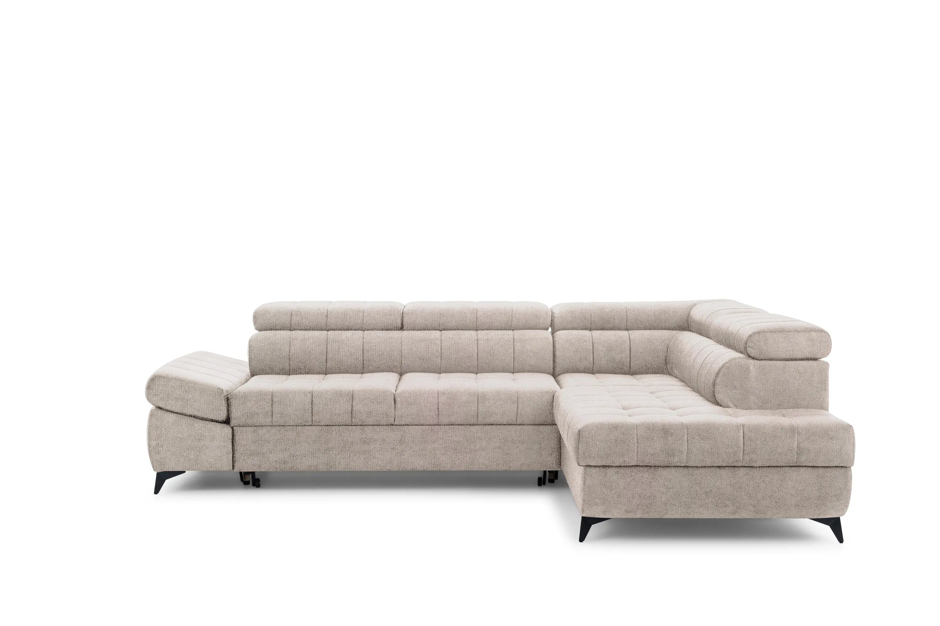 Narożnik prawostronny VALORIS L regulowane zagłówki i podłokietniki tkanina Perfect Harmony 07 beżowy - B_162919