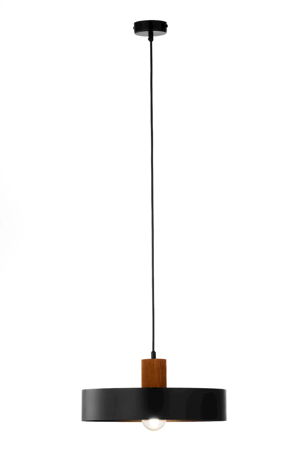 Lampa wisząca RIF Wood 1 L czarny jasny brązowy drewno