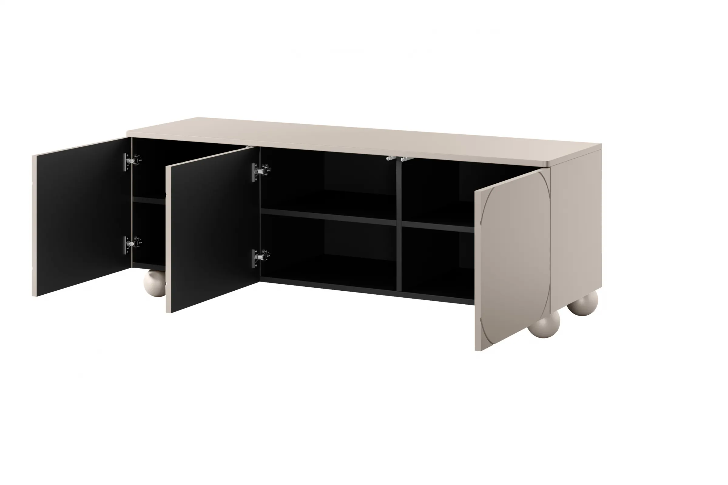 Szafka RTV 3-drzwiowa SONATIA 150cm cashmere nogi kule — zdjęcie 4