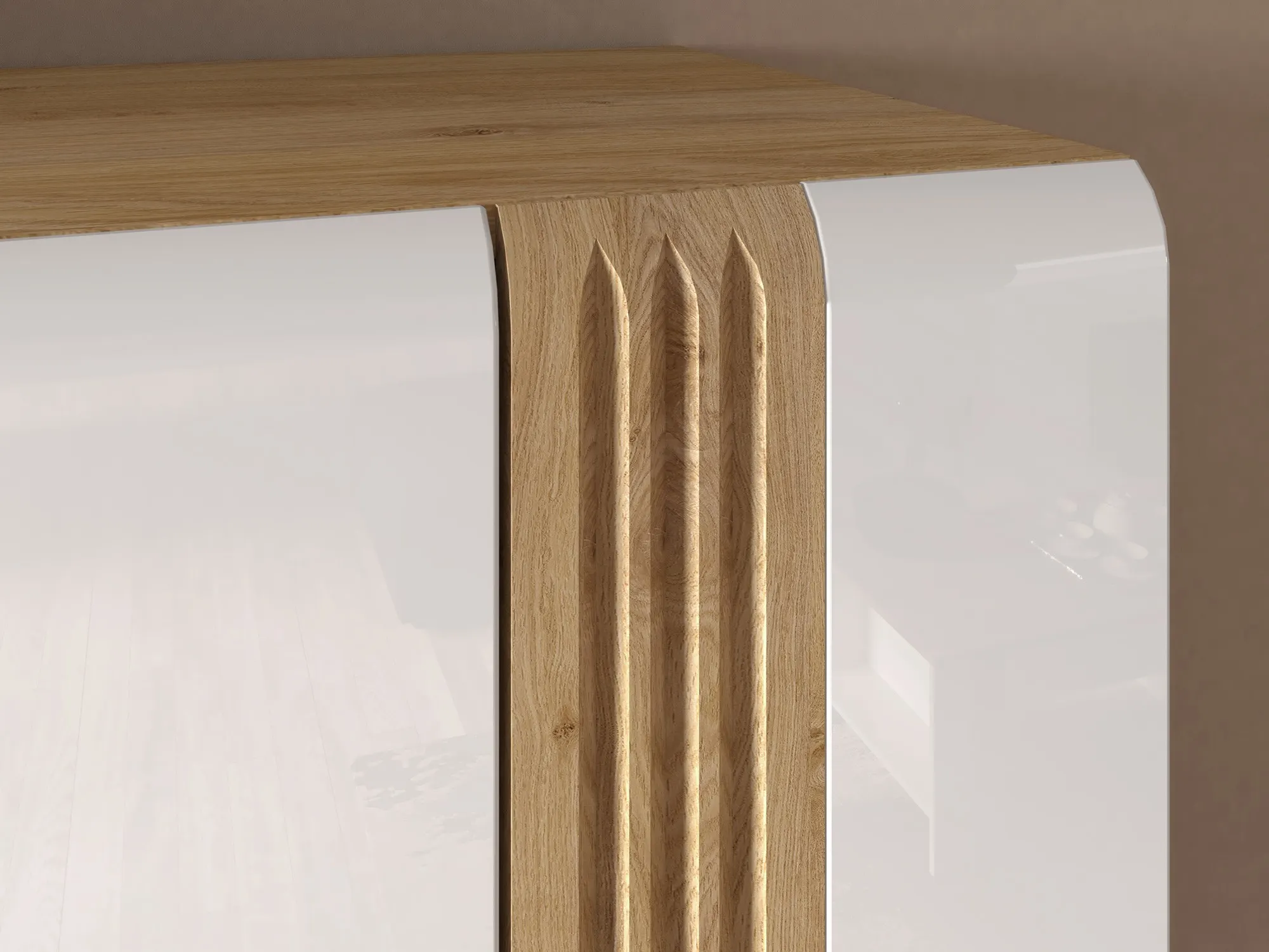 Witryna 1-drzwiowa ADAGIO 02 Lewa dąb castello, biały połysk - 1ADAG02L-001