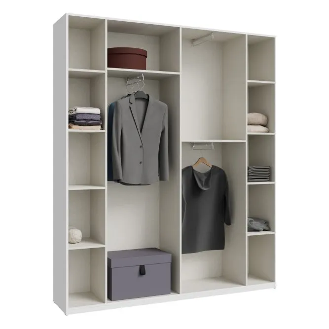 Szafa 4-drzwiowa HOME NOOK 3 drążki i półki 180cm biała - HMNS941-120