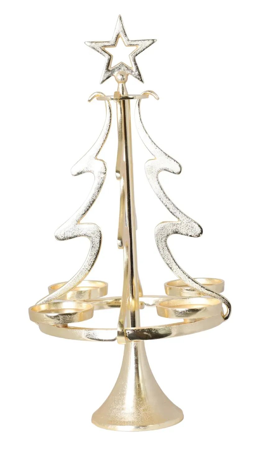 ŚWIECZNIK metalowy CHOINKA MAXI złoty