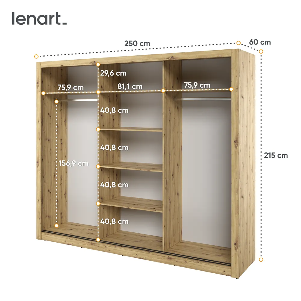 Szafa 3-drzwiowa ARTI AR-02 250cm dąb artisan - AR2DA