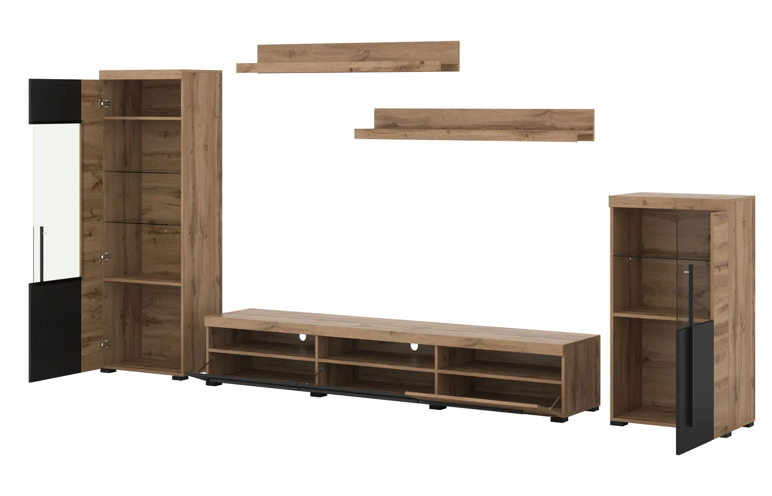 Meblościanka ROGER 11 dąb wotan/czarny - 22N2ZH11