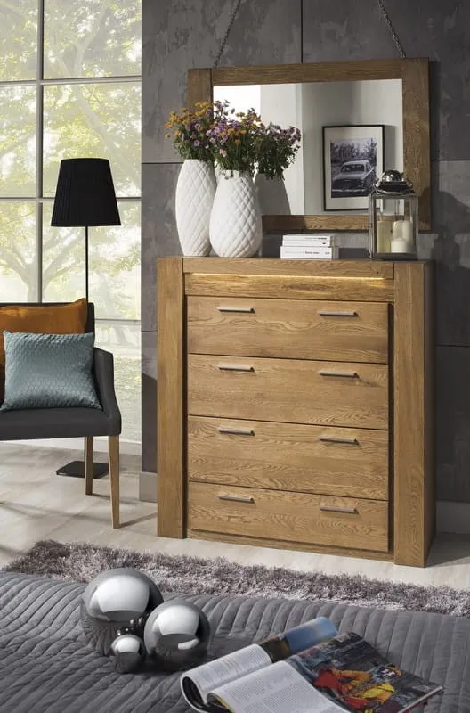 Komoda z 4 szufladami VELVET 75 z oświetleniem dąb rustical 110x105x42cm - TH-100-0790