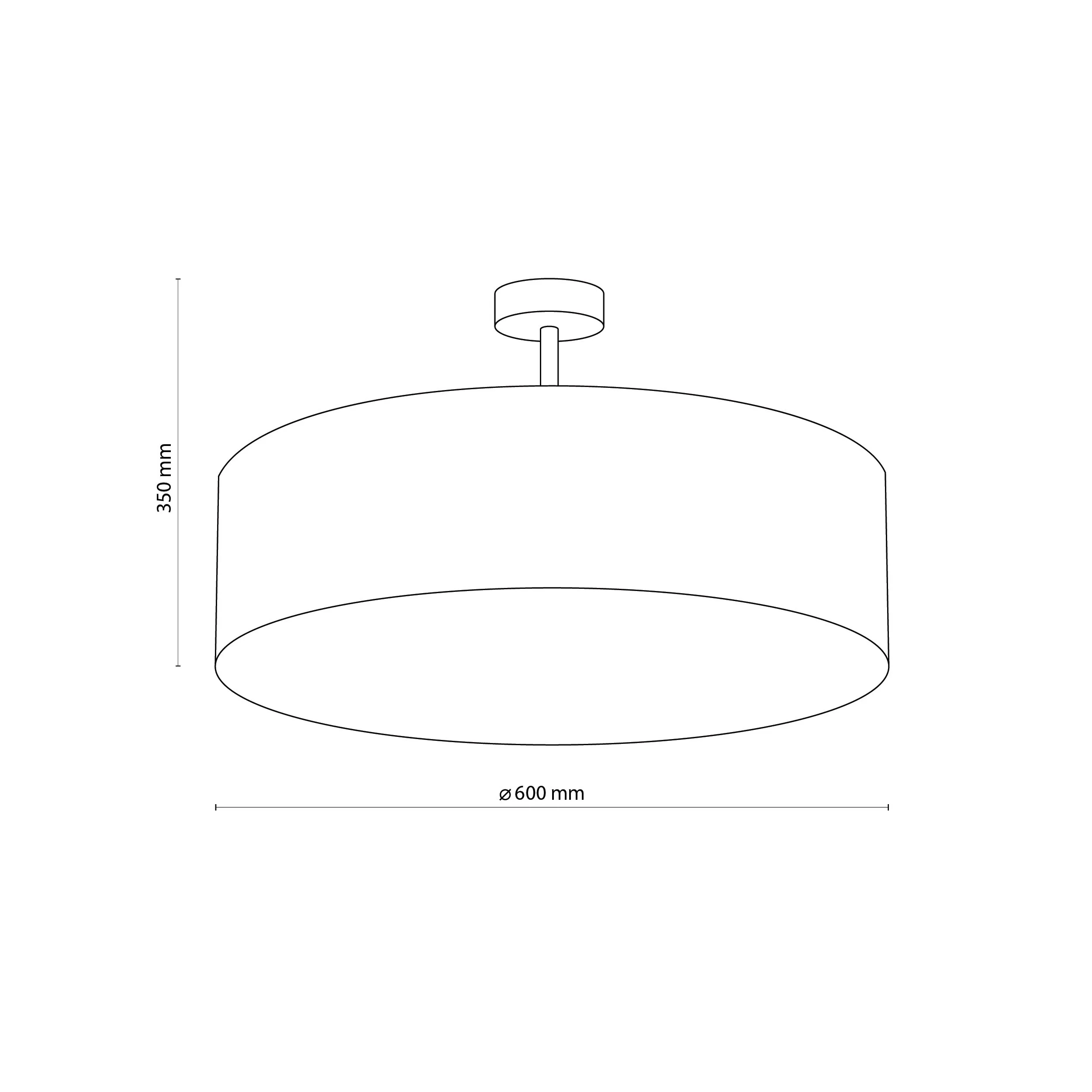 Lampa sufitowa RONDO szara na czarnej podstawie z białym kloszem okrągła 60x35cm - TK_4239