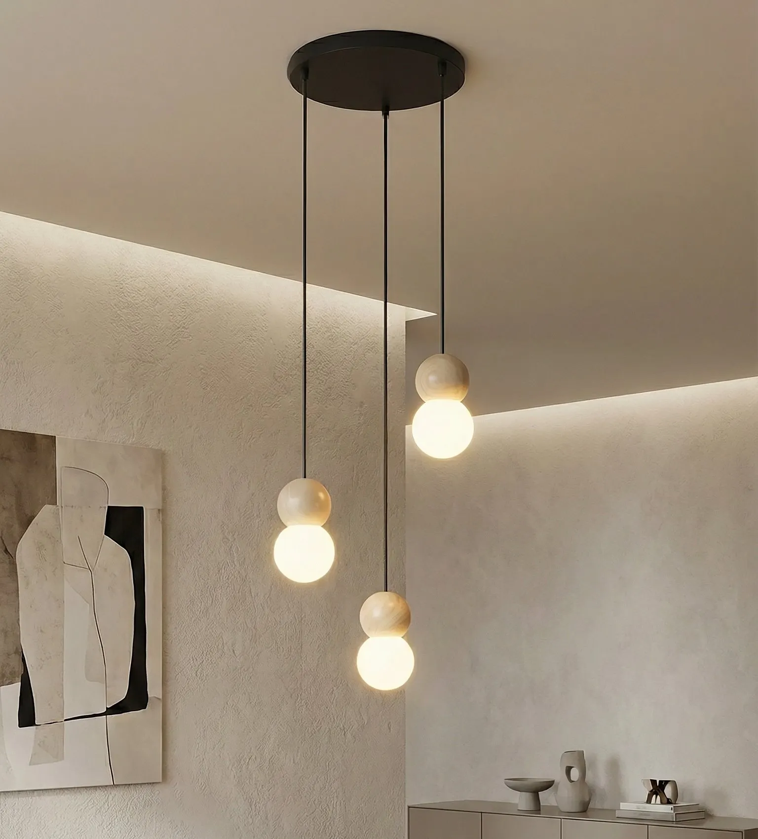 lampy wiszące, pendant lights, bursztynowe kule, jeden kształt, oświetlenie wnętrz