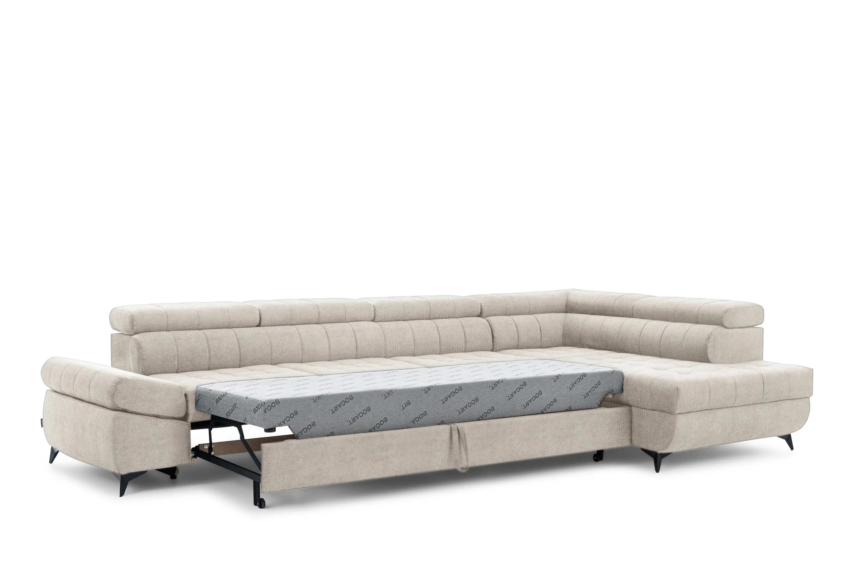 Narożnik prawostronny VALORIS MAXI regulowane zagłówki i podłokietniki tkanina Perfect harmony 07 beżowy - B_168600