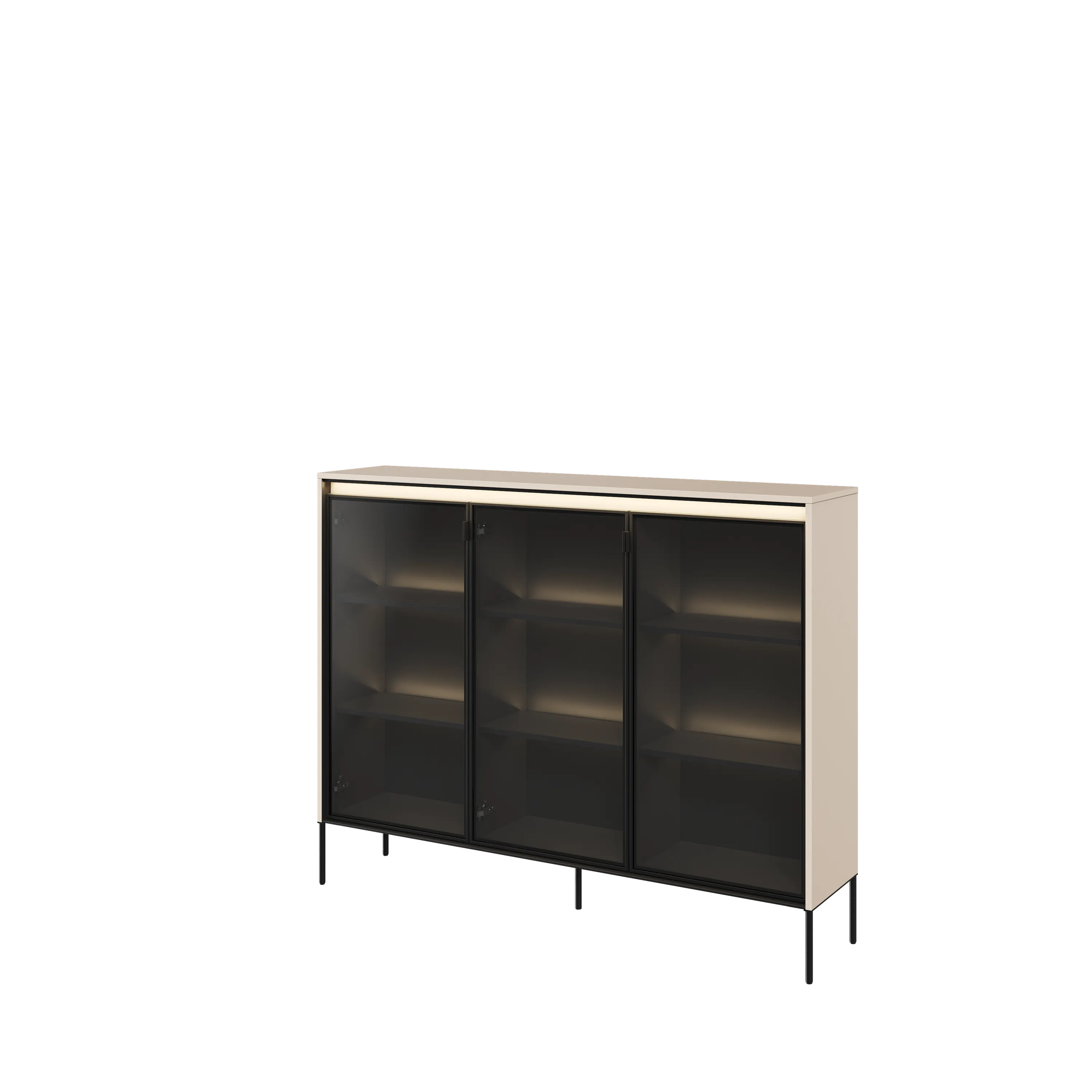 Niska witryna z oświetleniem TREND TR-08 3D beż piaskowy/czarny - TR8BPC-V2