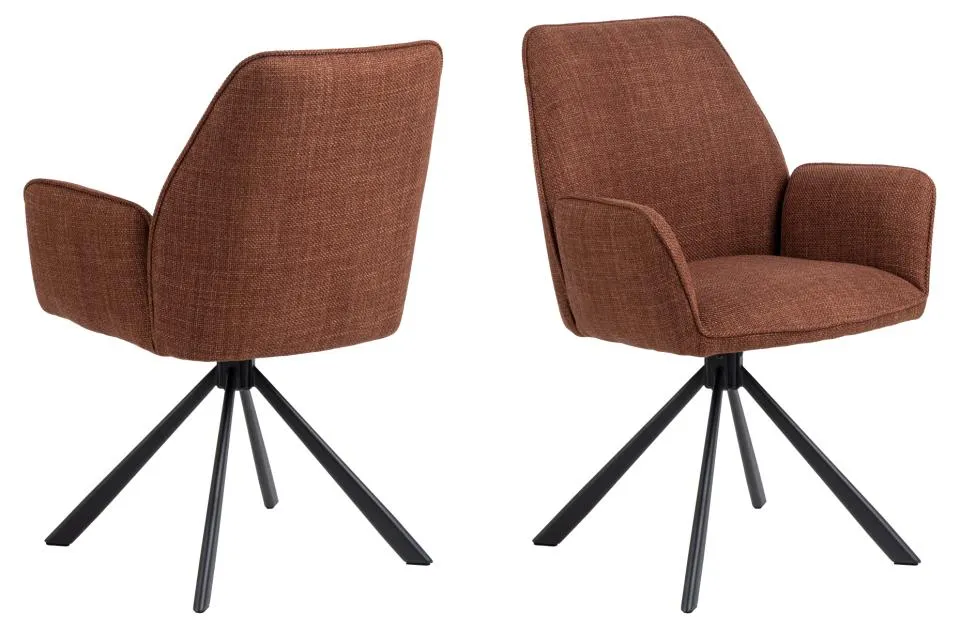 Krzesło obrotowe z podłokietnikami DOMINO Brązowy, Czarny ( zestaw 2 sztuk )