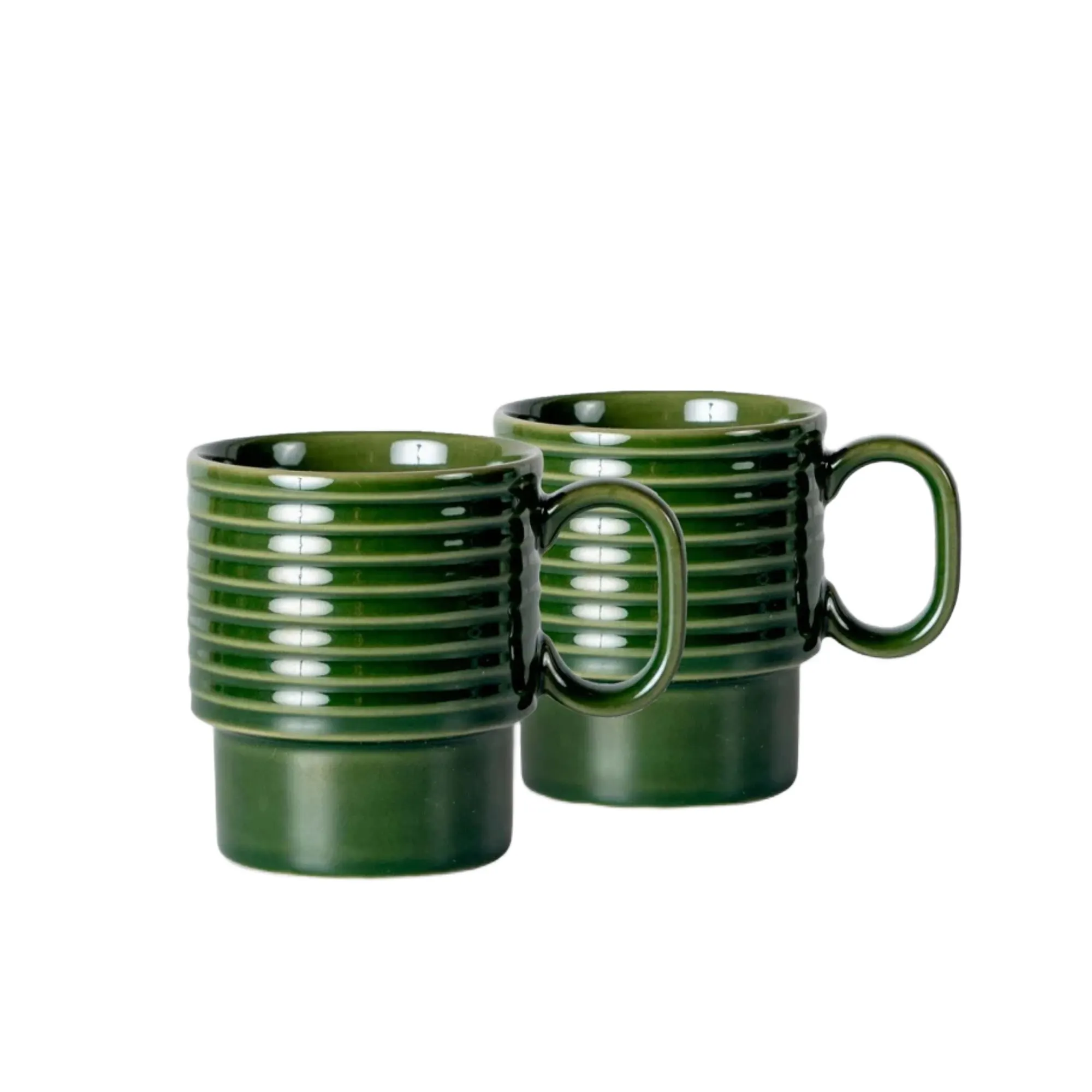 kubki, zielony, ręczne, podwójny, ceramiczny