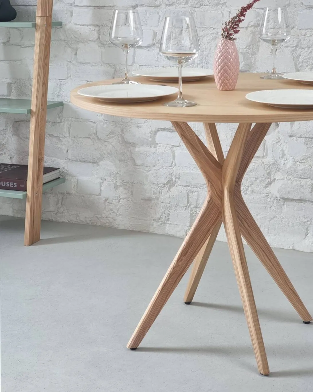 Stół półokrągły rozkładany JUBI śr. 90cm naturalny - RGBTJ_E_ASH