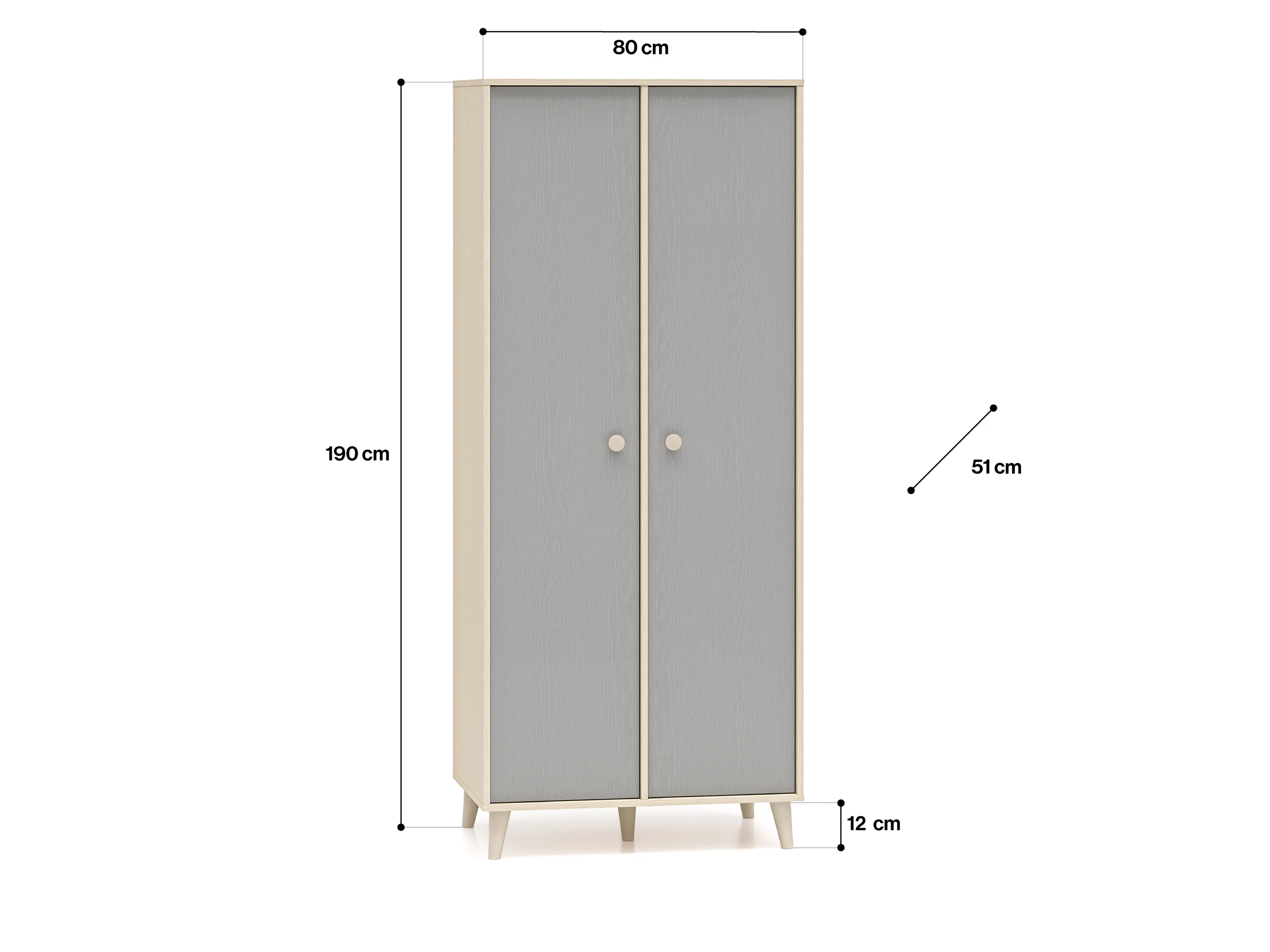 Szafa 2-drzwiowa MEVEL 02 piasek pustyni, szary pallad - 1MEVE02-002