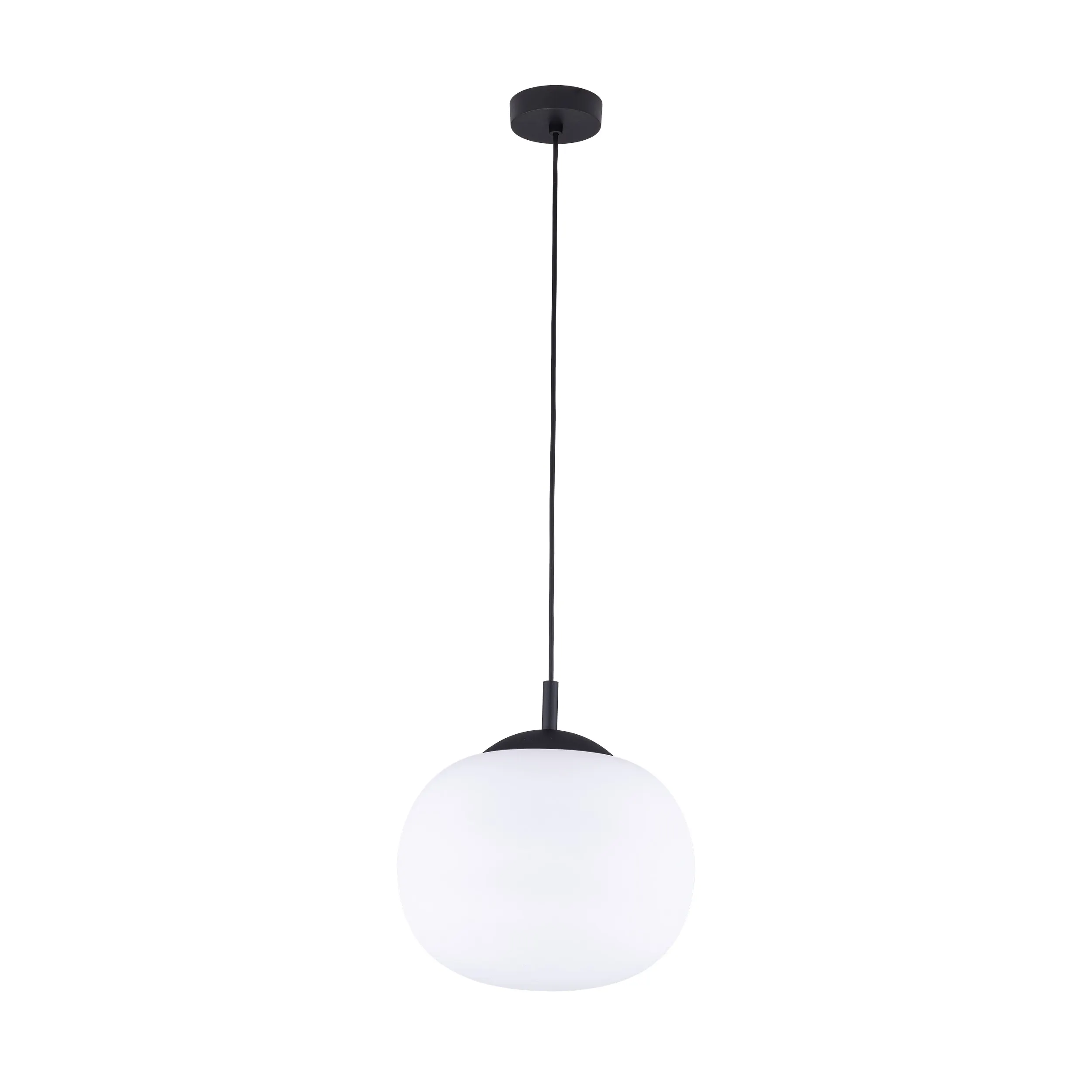 Lampa wisząca VIBE czarna z białym okrągłym szklanym kloszem 175x35cm