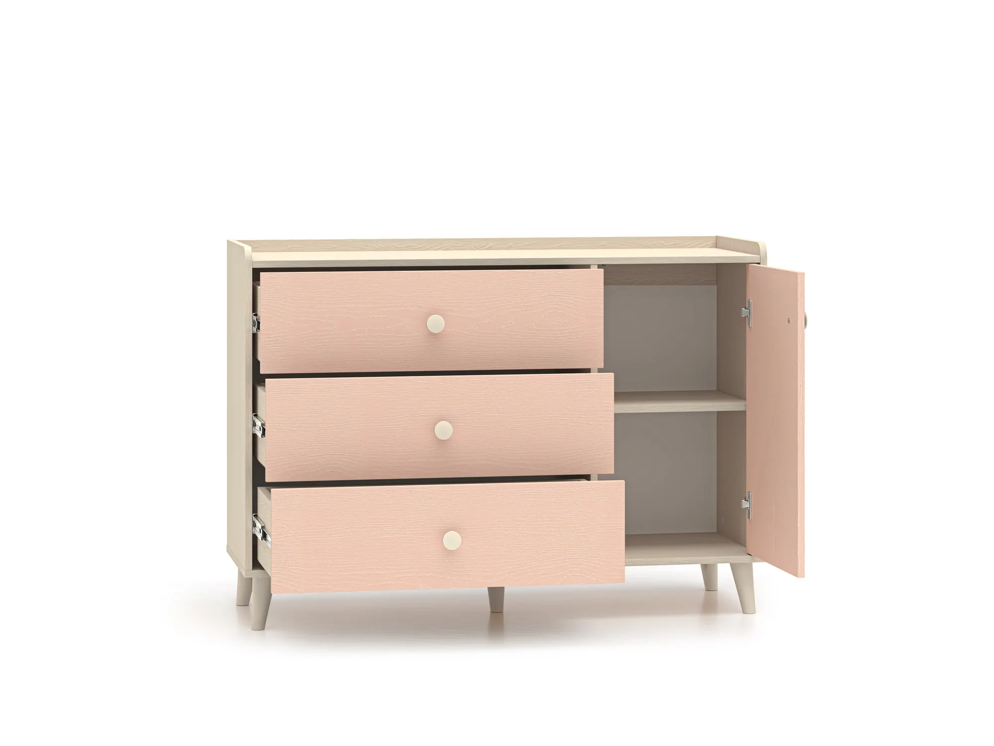 Komoda 1-drzwiowa z 3 szufladami MEVEL 05 piasek pustyni, różowy - 1MEVE05-001