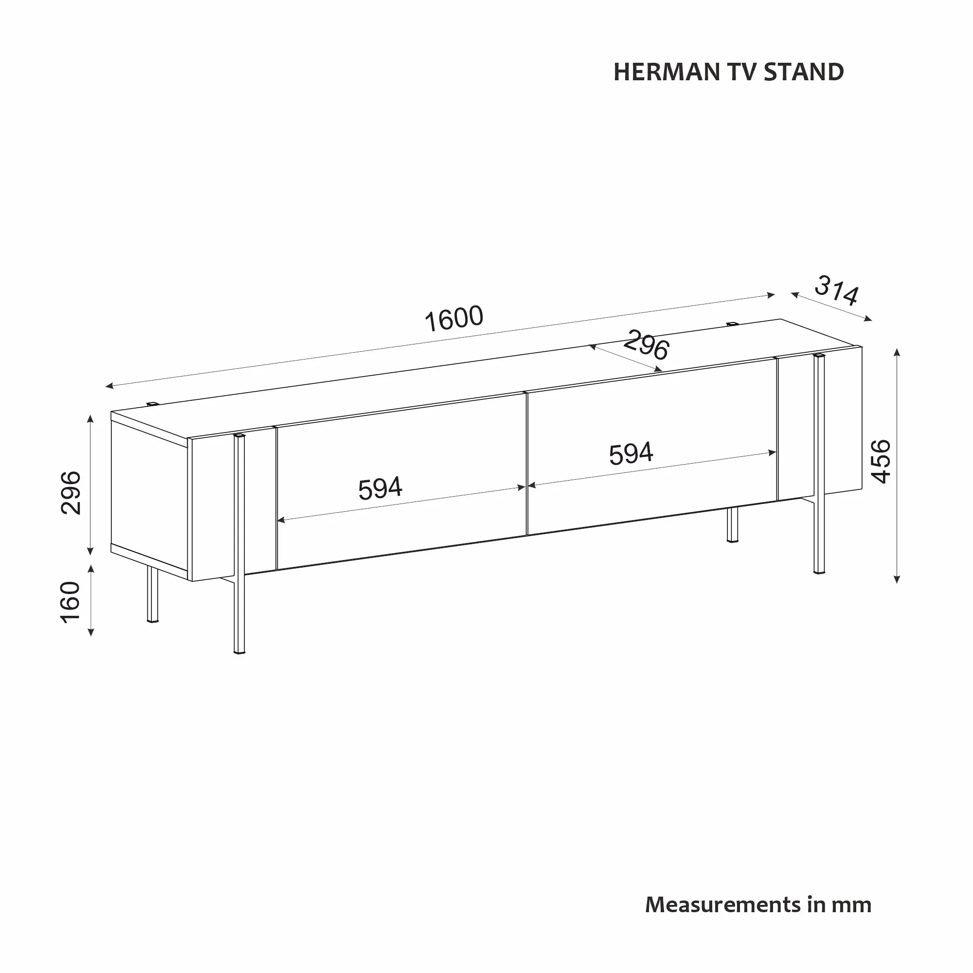 Szafka RTV drewniana 2-drzwiowa HERMAN 160 cm orzechowy - ASI_327ODS1272