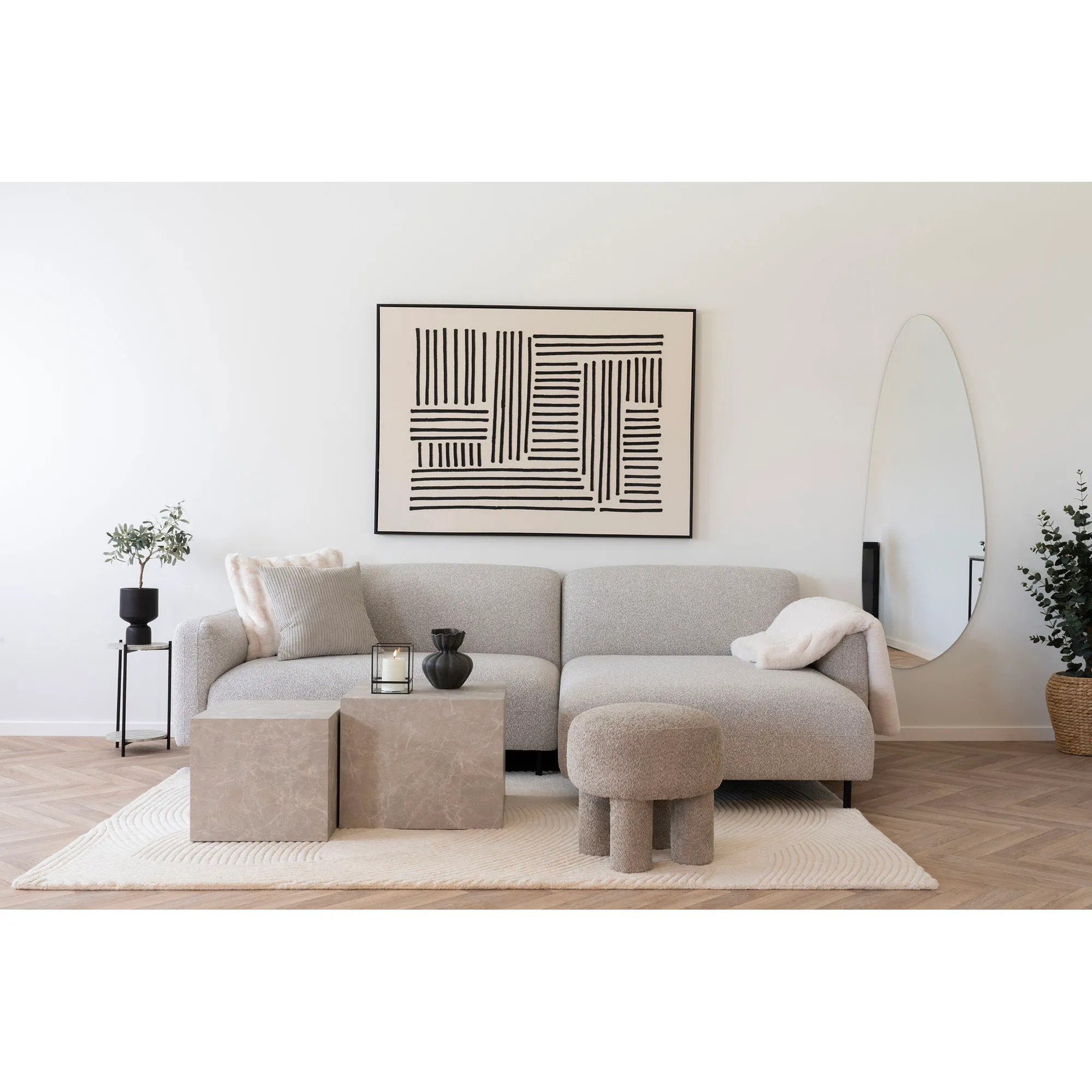 Dywan prostokątny ręcznie tuftowany PUNE 200x300 cm kość słoniowa