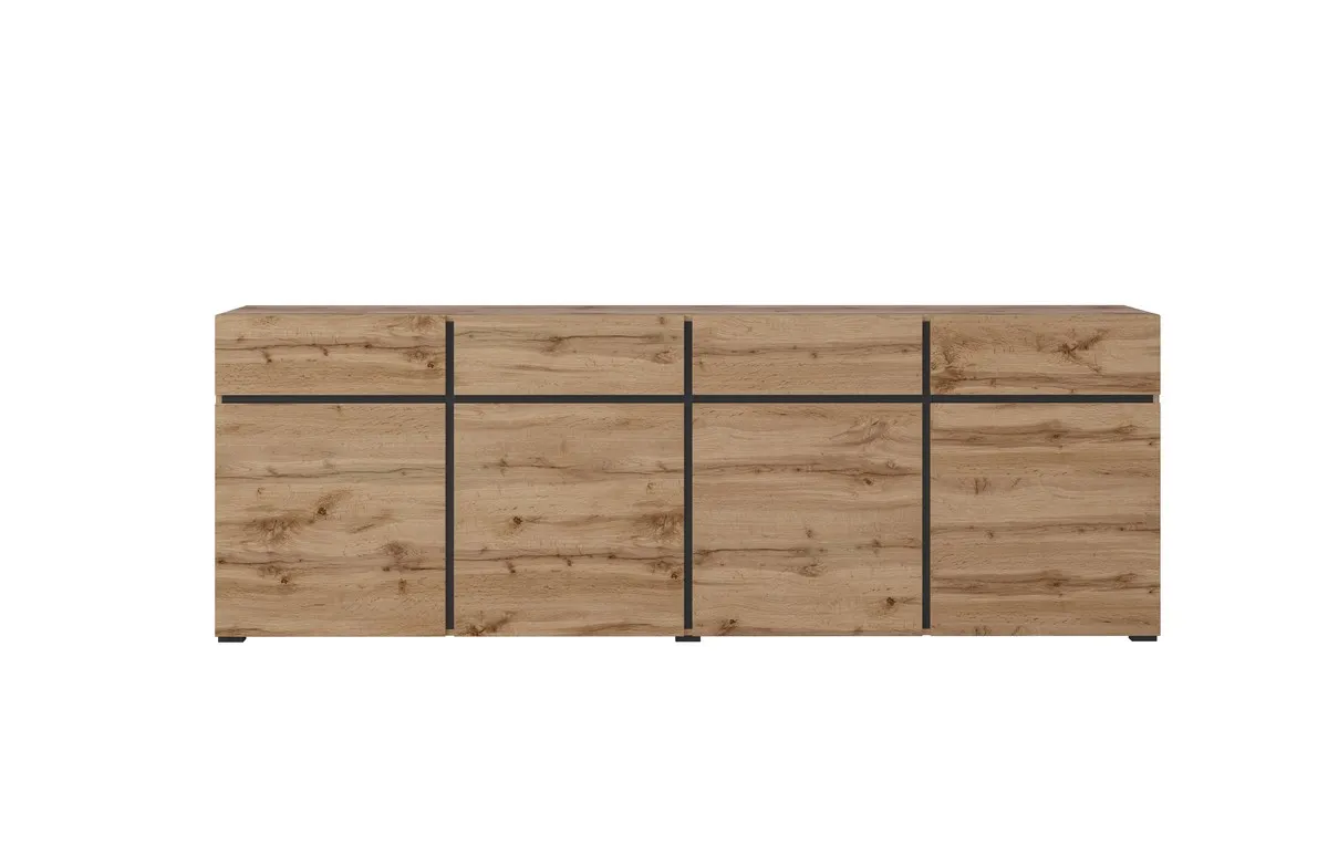 Komoda 4-drzwiowa z szufladami CROSS 225 cm dąb wotan - 24N6MY25