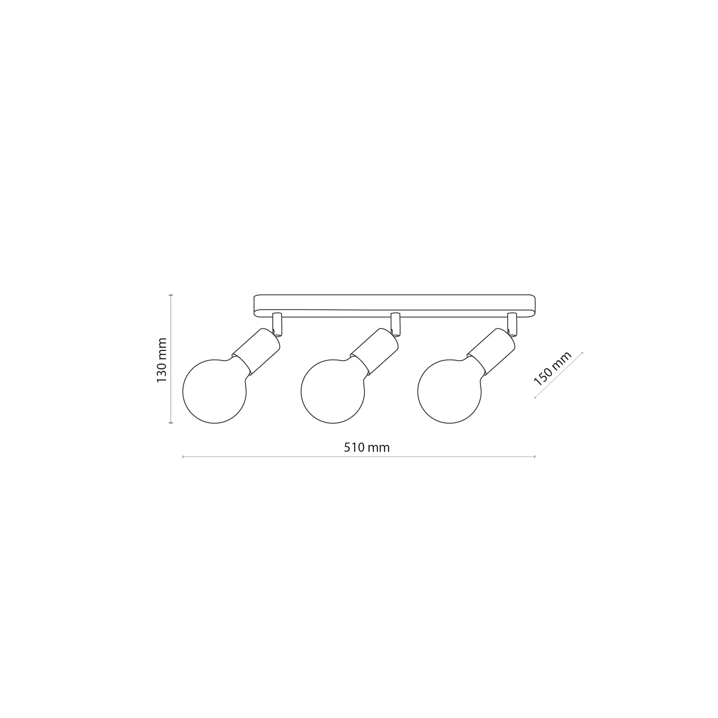 Lampa sufitowa SIMPLY biała na drewnianej listwie z chromowanymi elementami 51x15x13cm - TK_4749