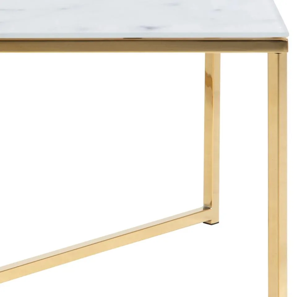 Stolik kawowy SOMIA 80x80x45 cm Biały efekt marmuru, Złoty — zdjęcie 5
