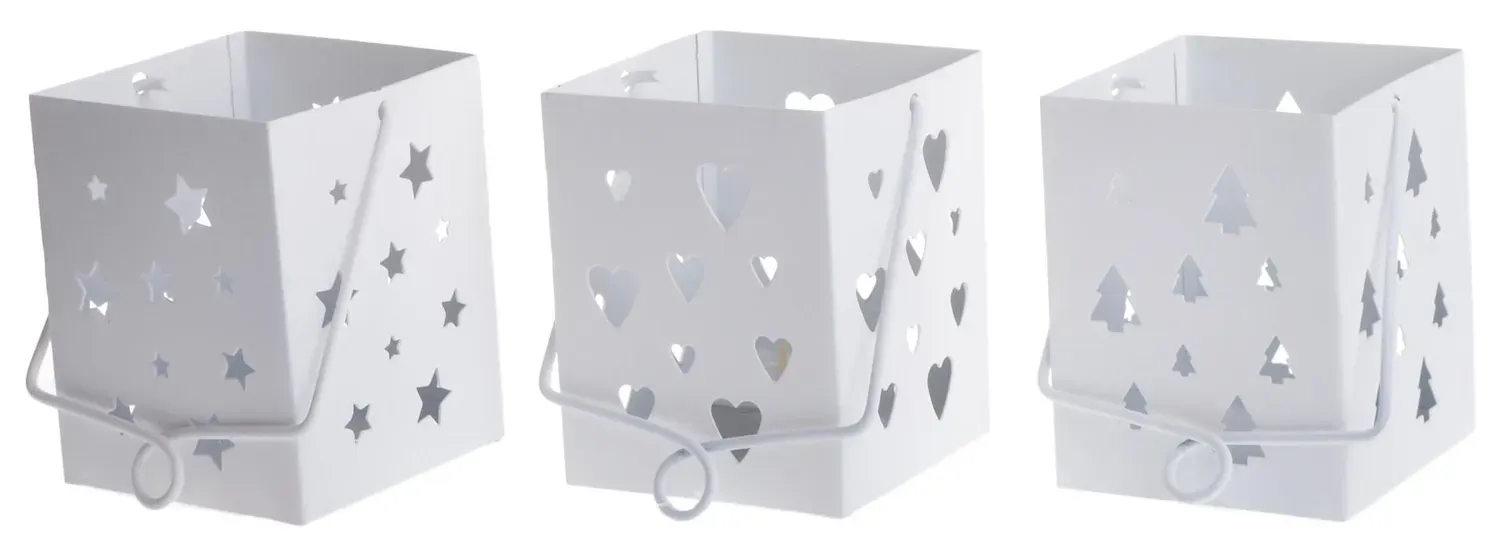 Świecznik metalowy 3 sztuki białe