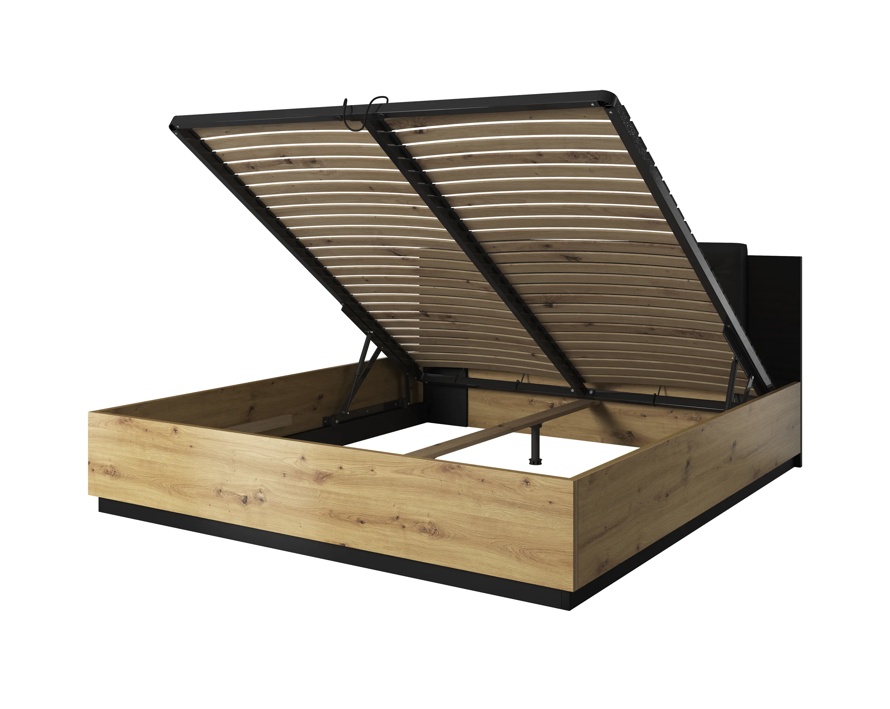 Łóżko SIGMA 52 z zagłówkiem i pojemnikiem dąb artisan antracyt 180x200cm - 24RCLI52