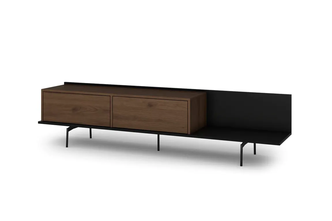Szafka RTV z 2 klapami ZENAR 200 cm orzech elegant czarny