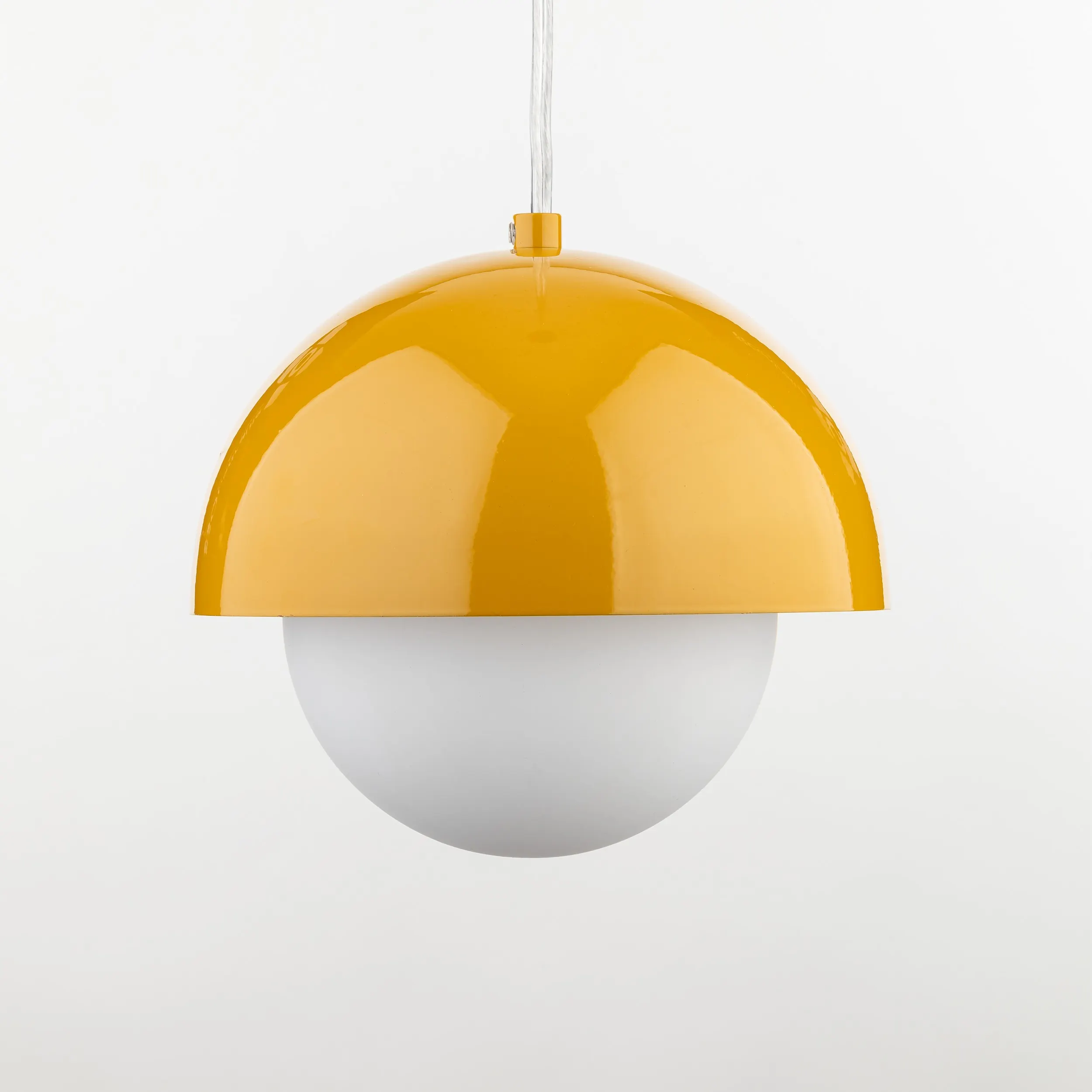 Lampa wisząca BONO żółta na białym przewodzie z białym okrągłym kloszem 150x17cm - TK_10265