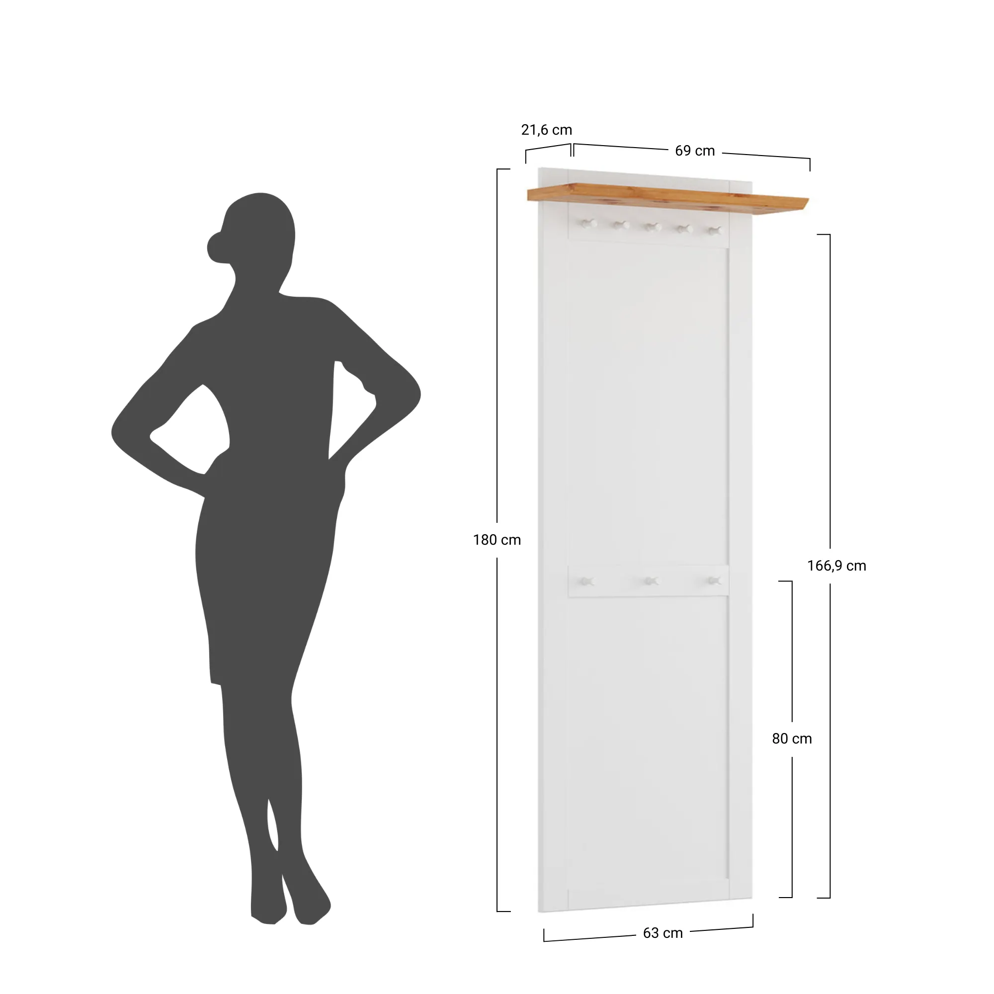Panel z wieszakiem MARONE ELITE - biały, złocisty - PLMEL28